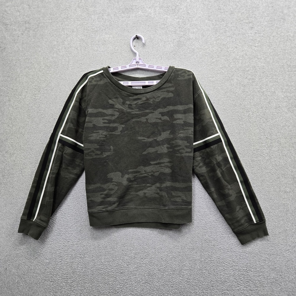 Sanctuary X Anthropologie Women Sweatshirt S Green Camouflage Stripe Long Sleeve